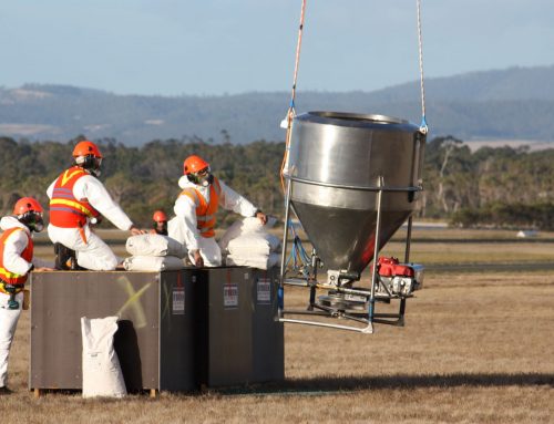 The bait-spreading bucket – a key piece of equipment for aerial rodent eradication operations